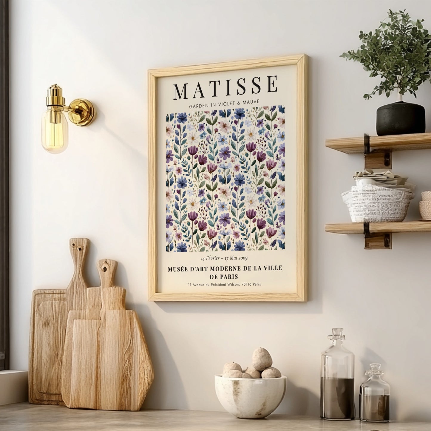 Henri Matisse poster featuring wildflowers in violet and mauve, perfect for floral wall decor.