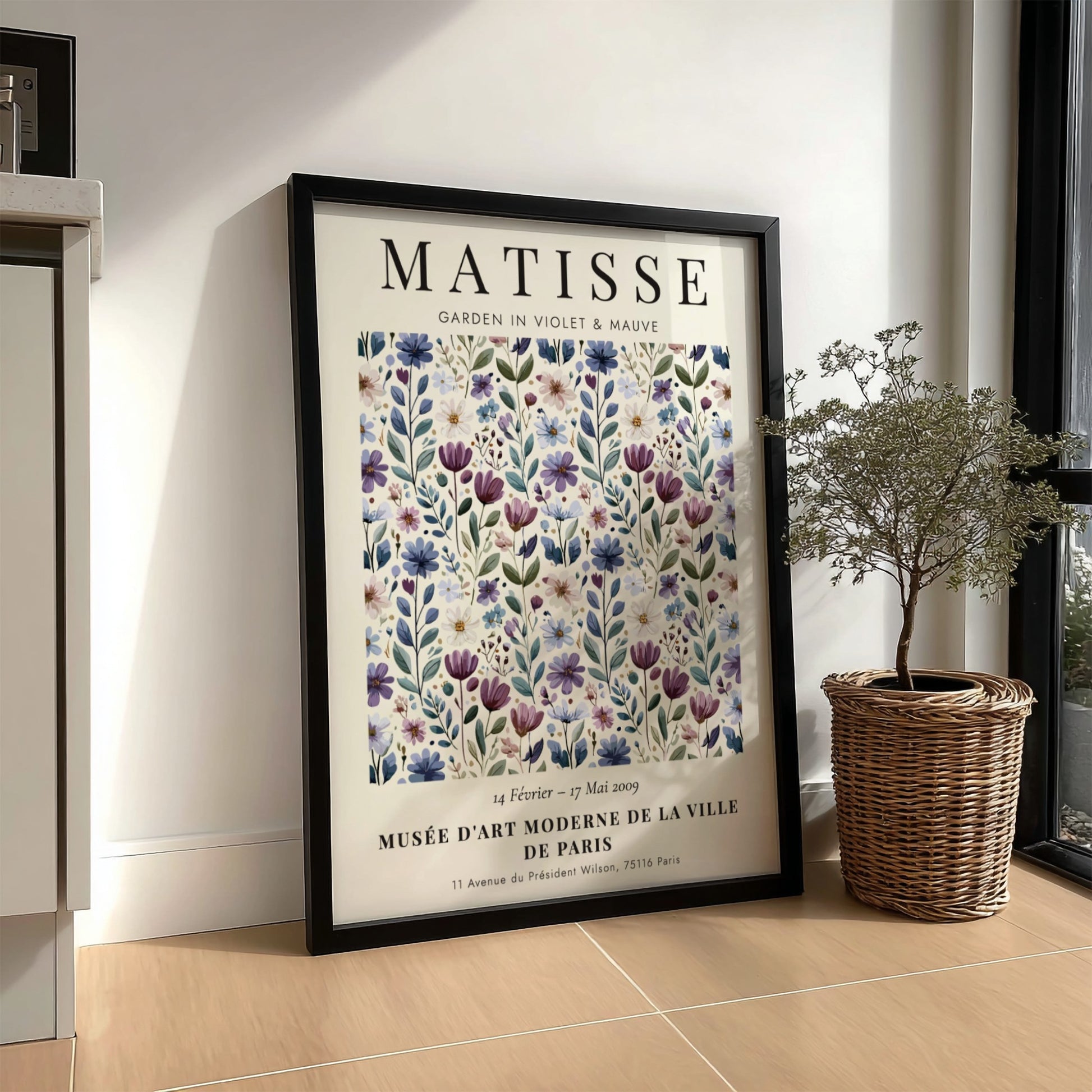 Henri Matisse poster featuring wildflowers in violet and mauve, perfect for floral wall decor.