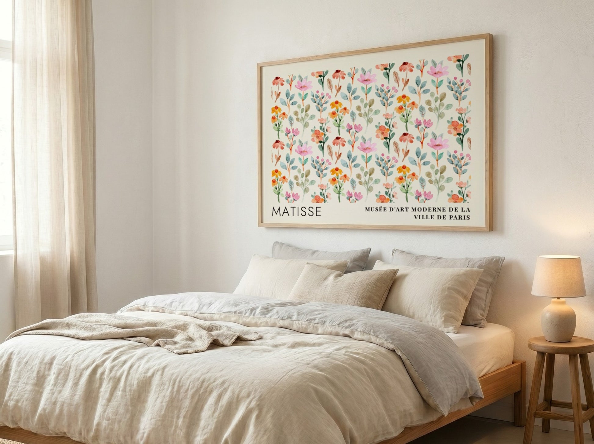 Wall art print featuring floral design in violet and mauve by Matisse
