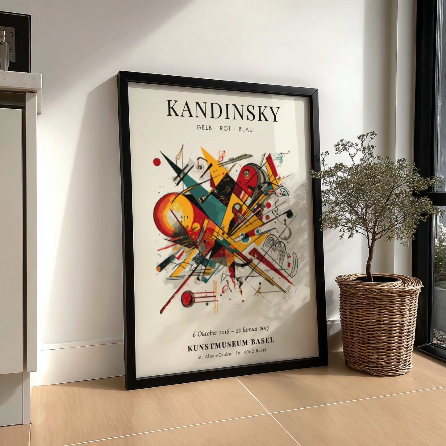 Gelb Rot Blau poster featuring abstract shapes and vibrant colors in an art print style