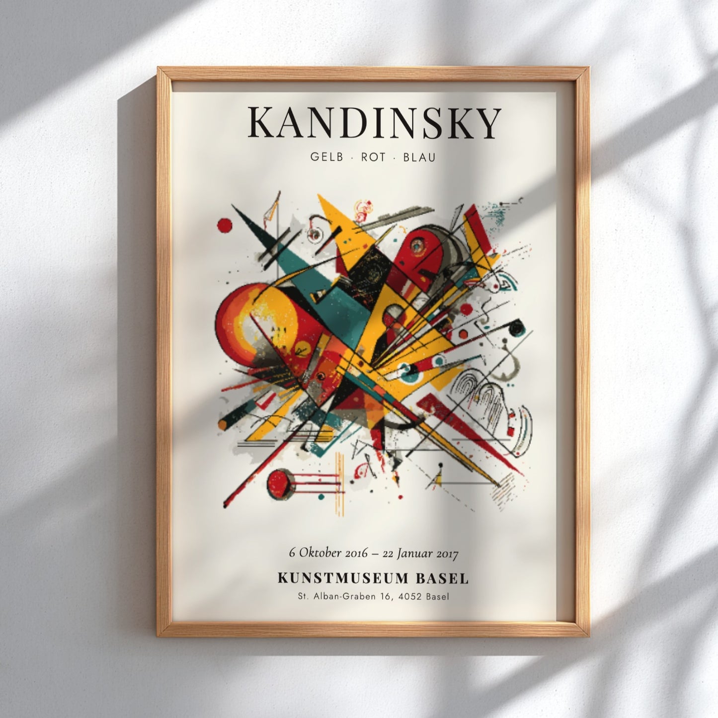 Gelb Rot Blau poster featuring abstract shapes and vibrant colors in an art print style