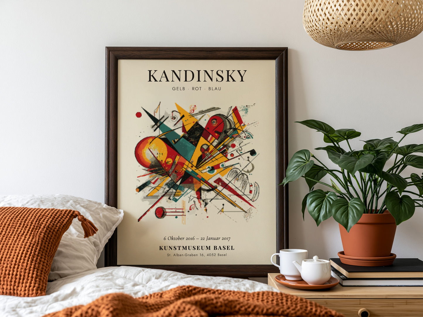 Gelb Rot Blau poster featuring abstract shapes and vibrant colors in an art print style