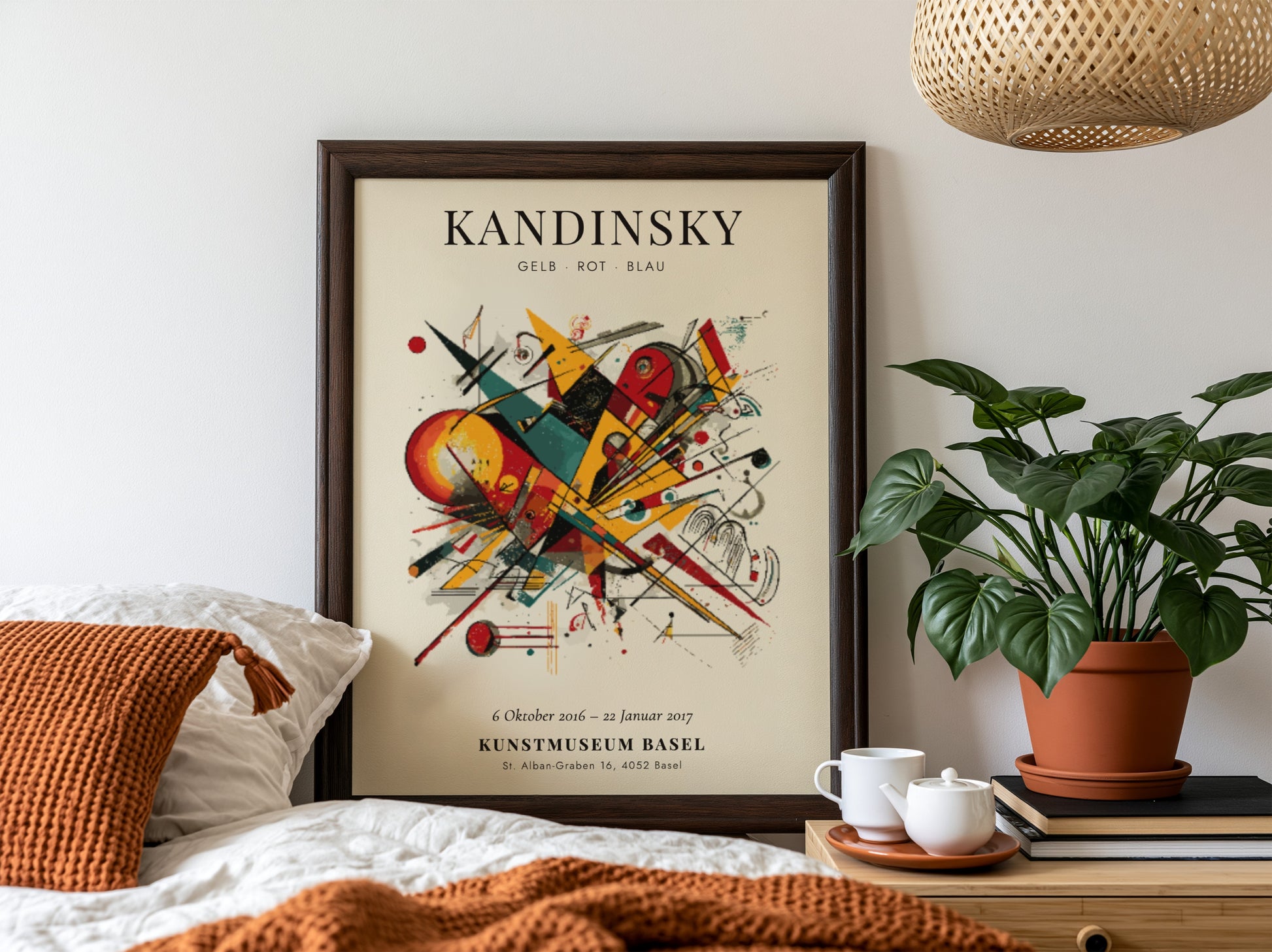 Gelb Rot Blau poster featuring abstract shapes and vibrant colors in an art print style