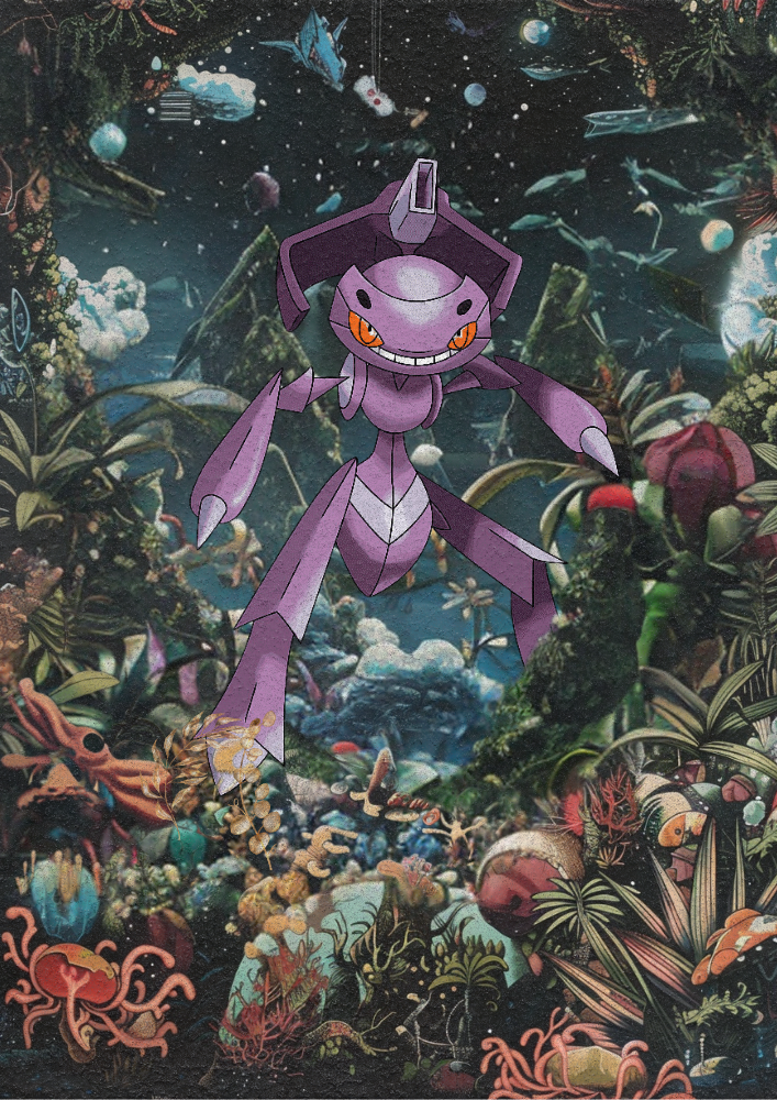 Genesect Poster: Japanese Style Legendary Pokemon Inspired Anime Artwork, Pokemon TCG Genesect