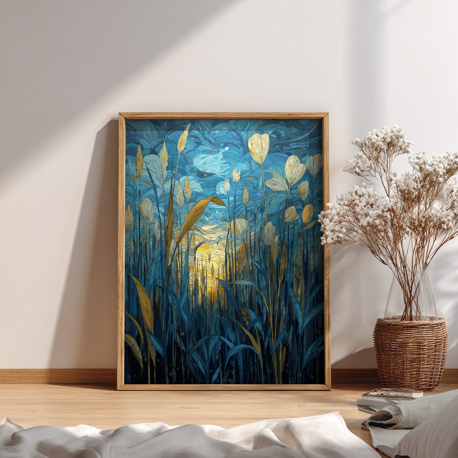Gentle Morning - Dew-Covered Grass and Golden Sunrise Wall Art