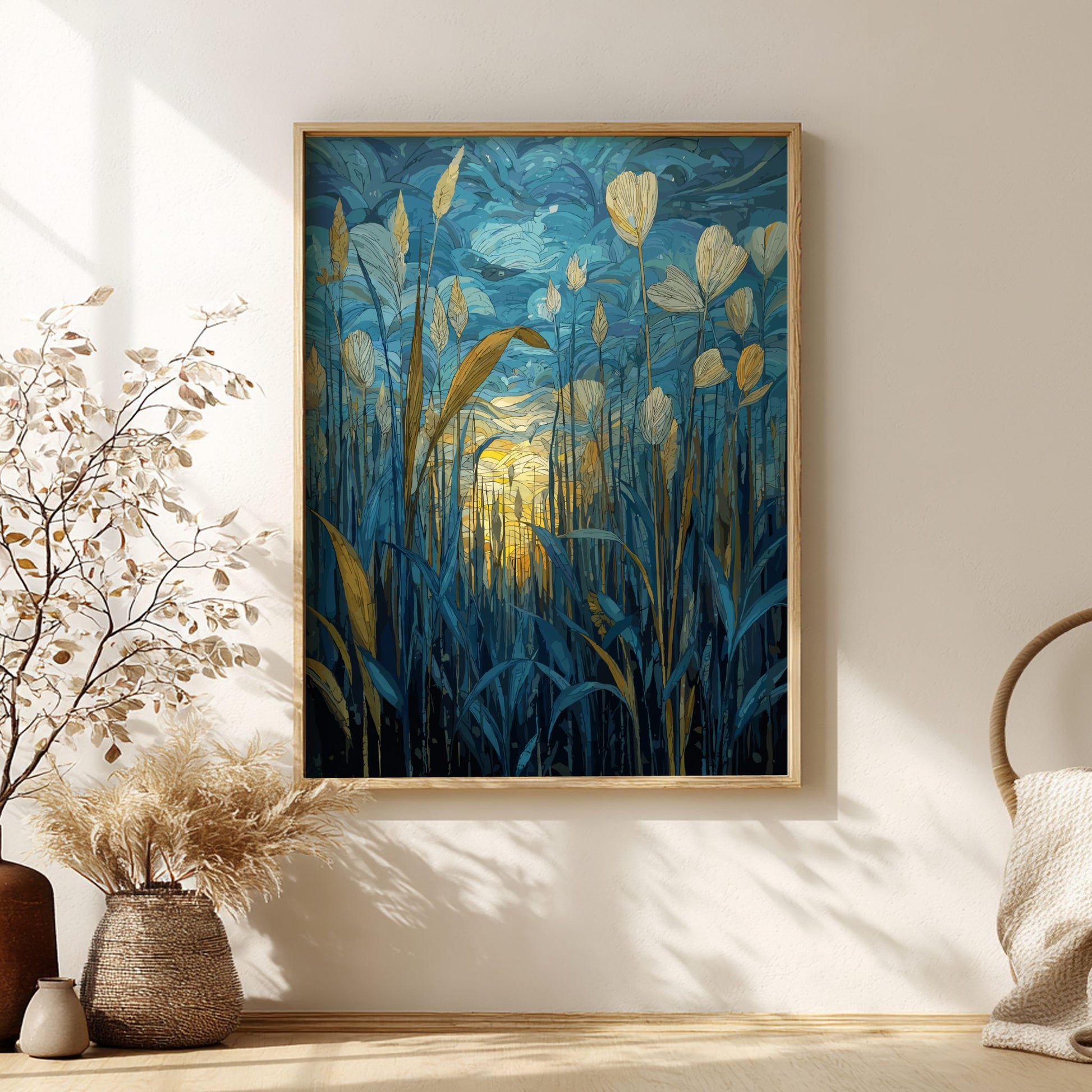 Gentle Morning - Dew-Covered Grass and Golden Sunrise Wall Art