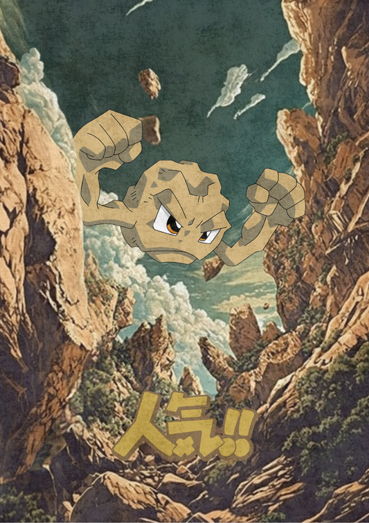 Geodude Poster: Japanese Style Legendary Pokemon Inspired Anime Artwork, Pokemon TCG Geodude