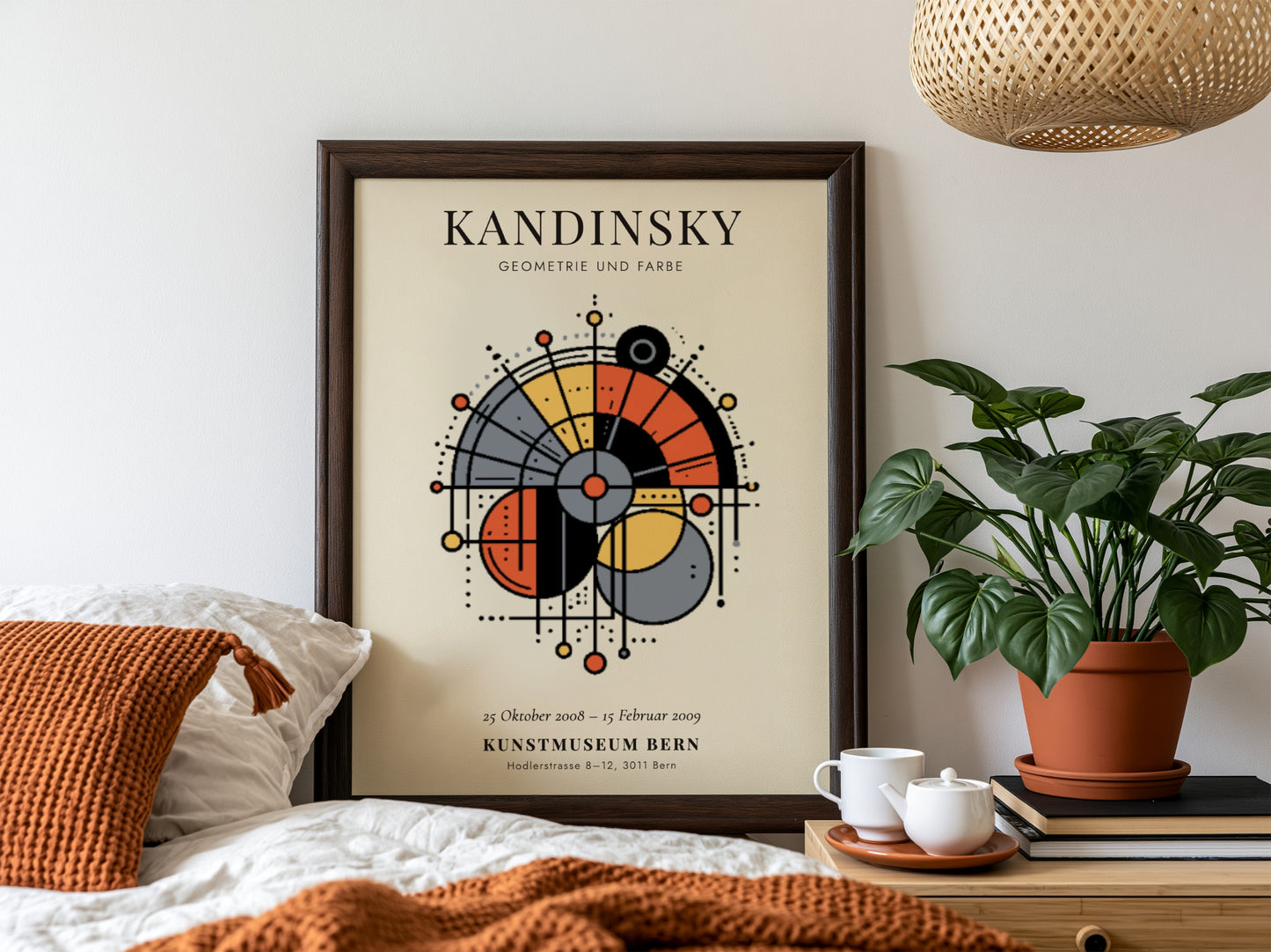 Kandinsky inspired poster featuring geometric shapes and vibrant colors for modern wall decor