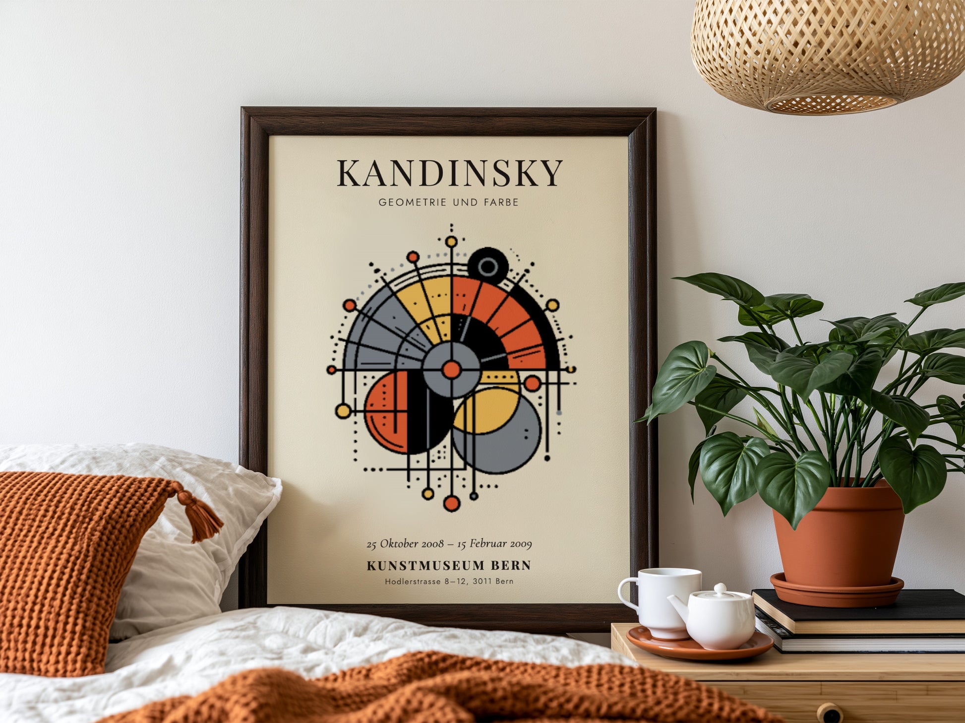 Kandinsky inspired poster featuring geometric shapes and vibrant colors for modern wall decor