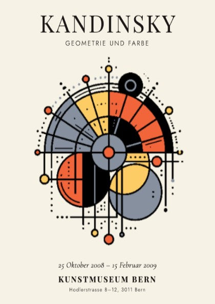 Kandinsky inspired poster featuring geometric shapes and vibrant colors for modern wall decor