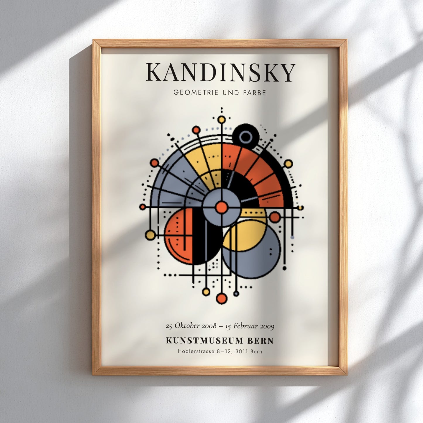 Kandinsky inspired poster featuring geometric shapes and vibrant colors for modern wall decor