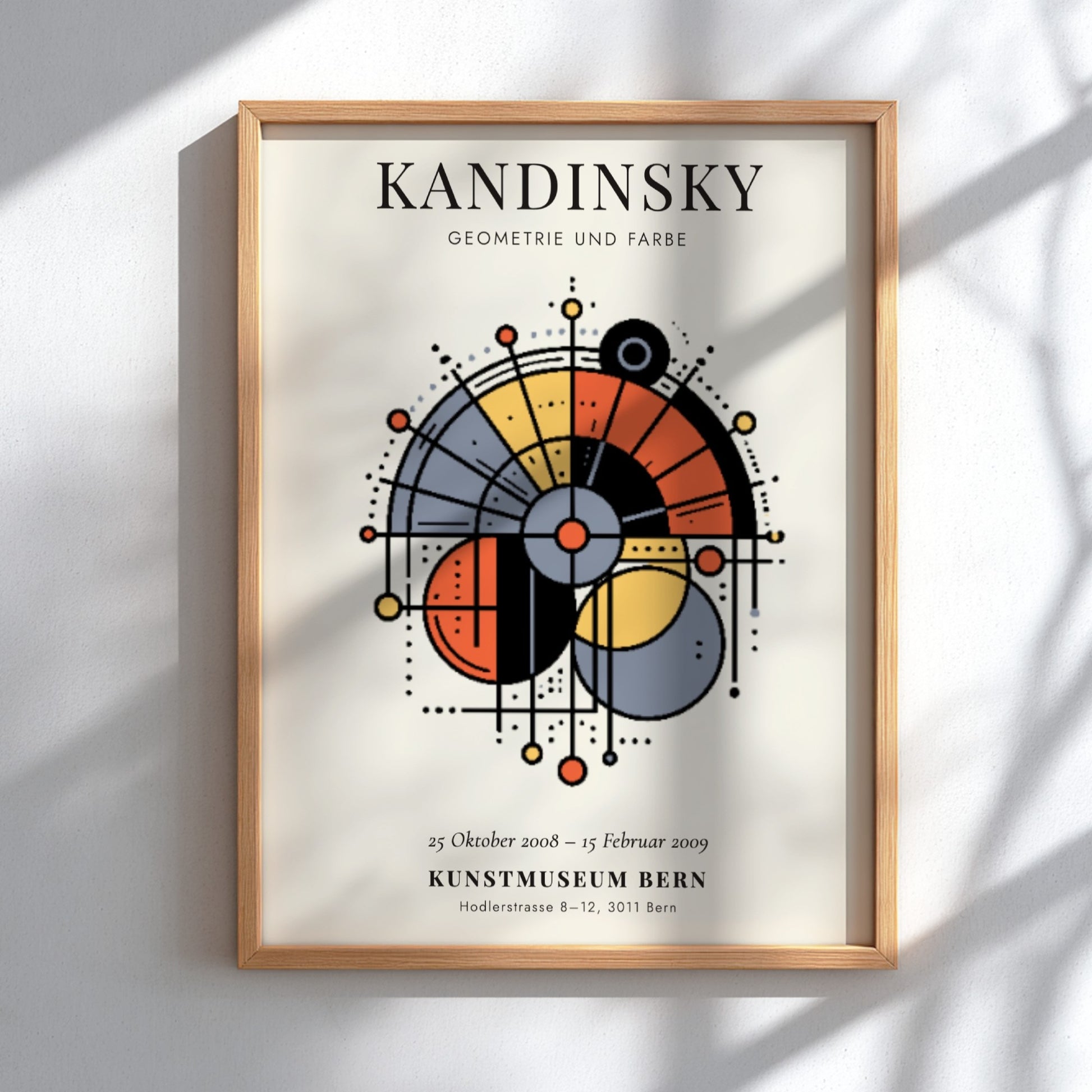 Kandinsky inspired poster featuring geometric shapes and vibrant colors for modern wall decor