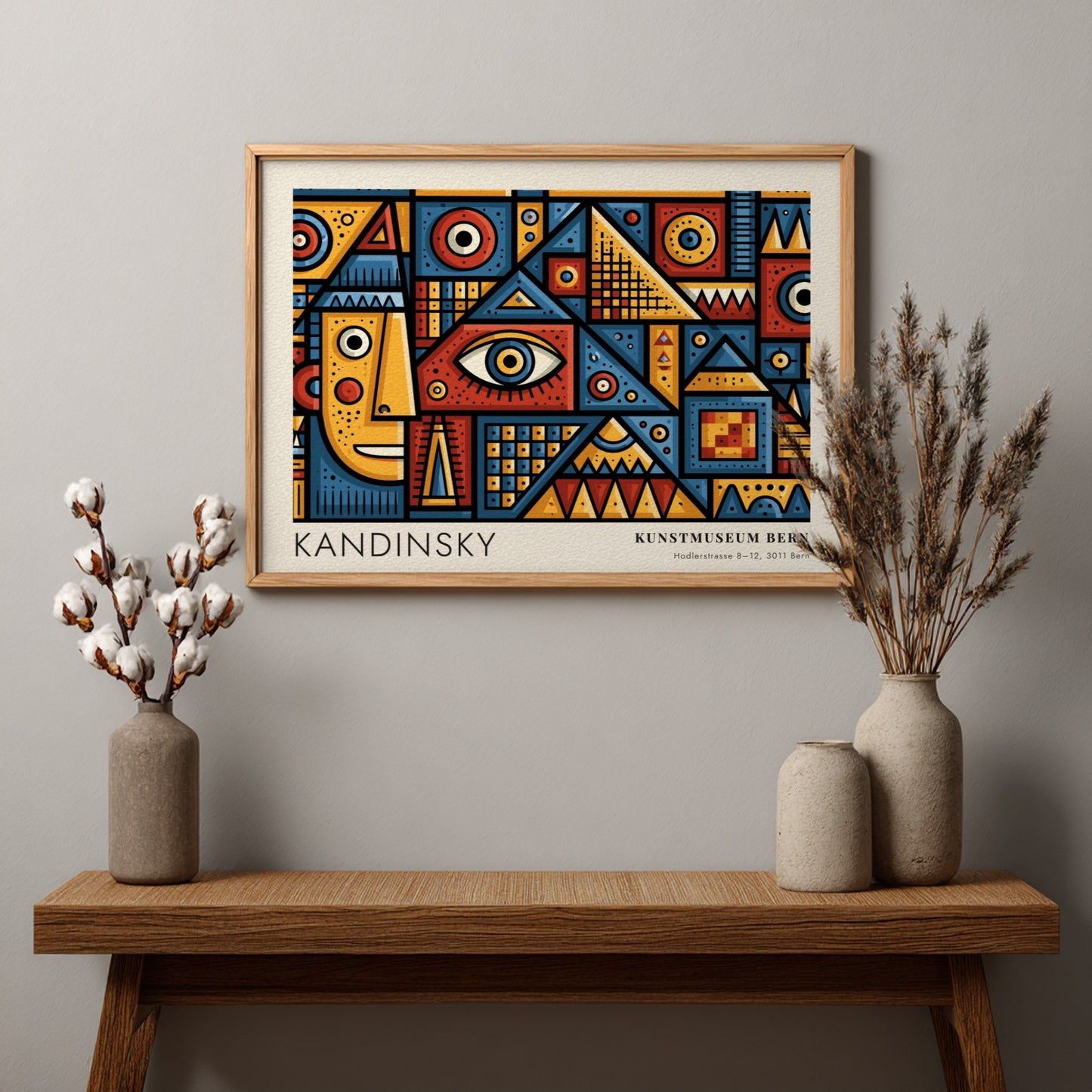Wall art poster featuring Kandinsky Geometrie und Farbe with geometric shapes and bold colours.
