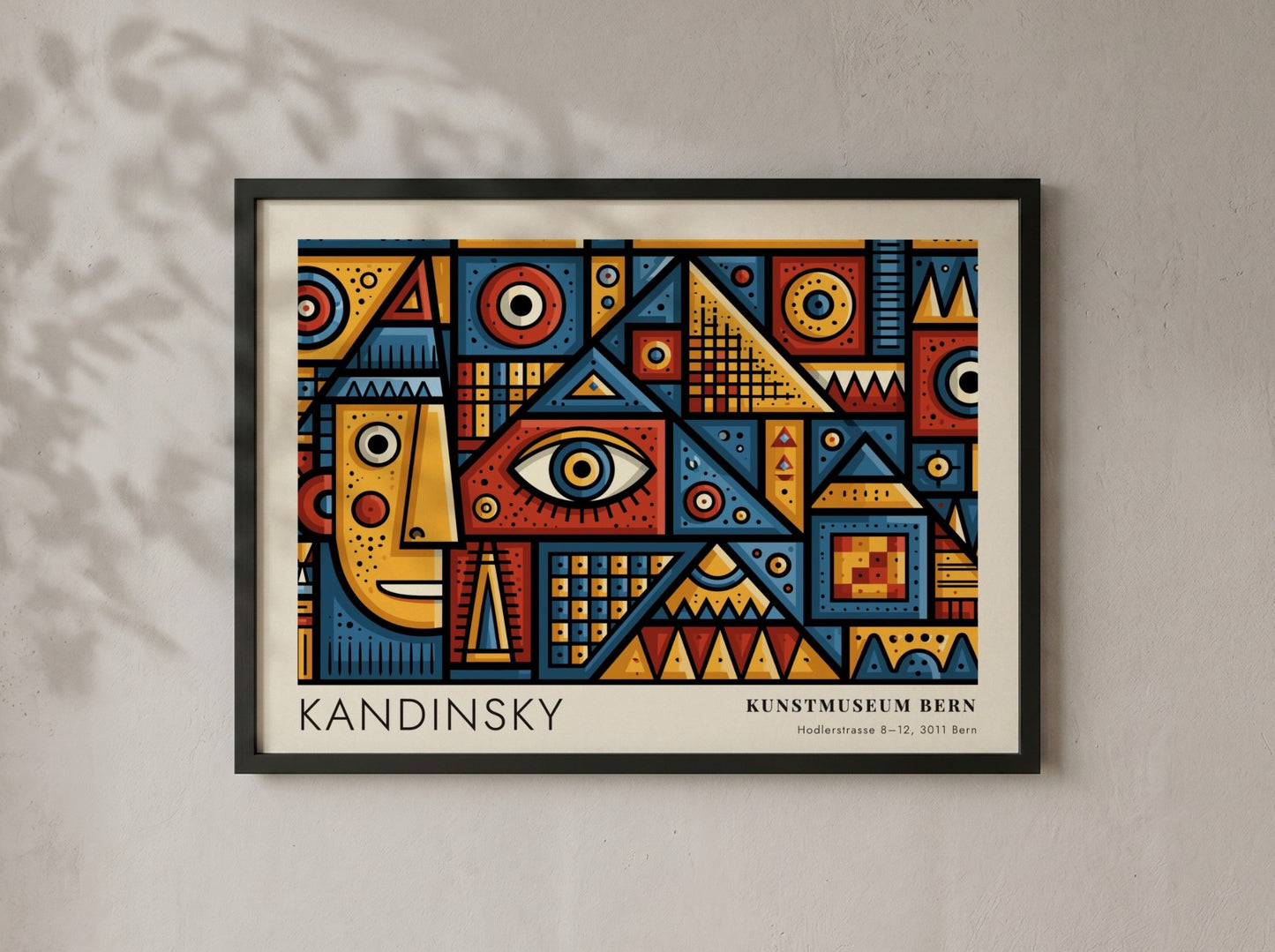 Wall art poster featuring Kandinsky Geometrie und Farbe with geometric shapes and bold colours.