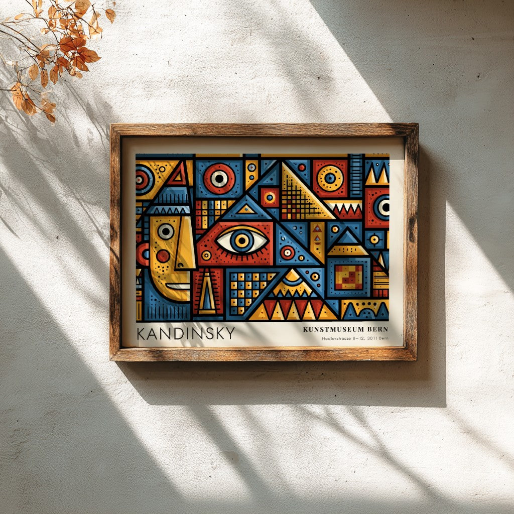 Wall art poster featuring Kandinsky Geometrie und Farbe with geometric shapes and bold colours.