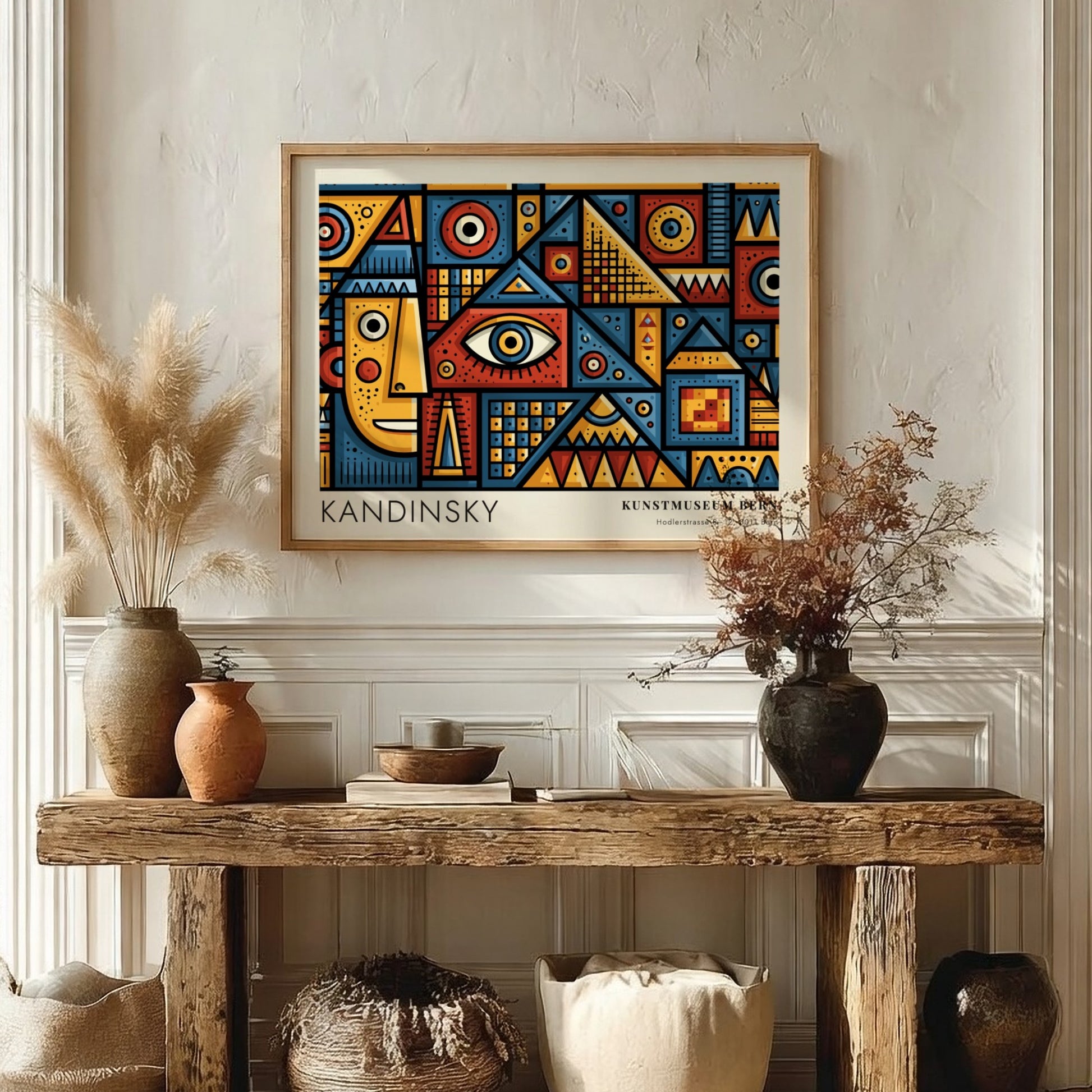 Wall art poster featuring Kandinsky Geometrie und Farbe with geometric shapes and bold colours.