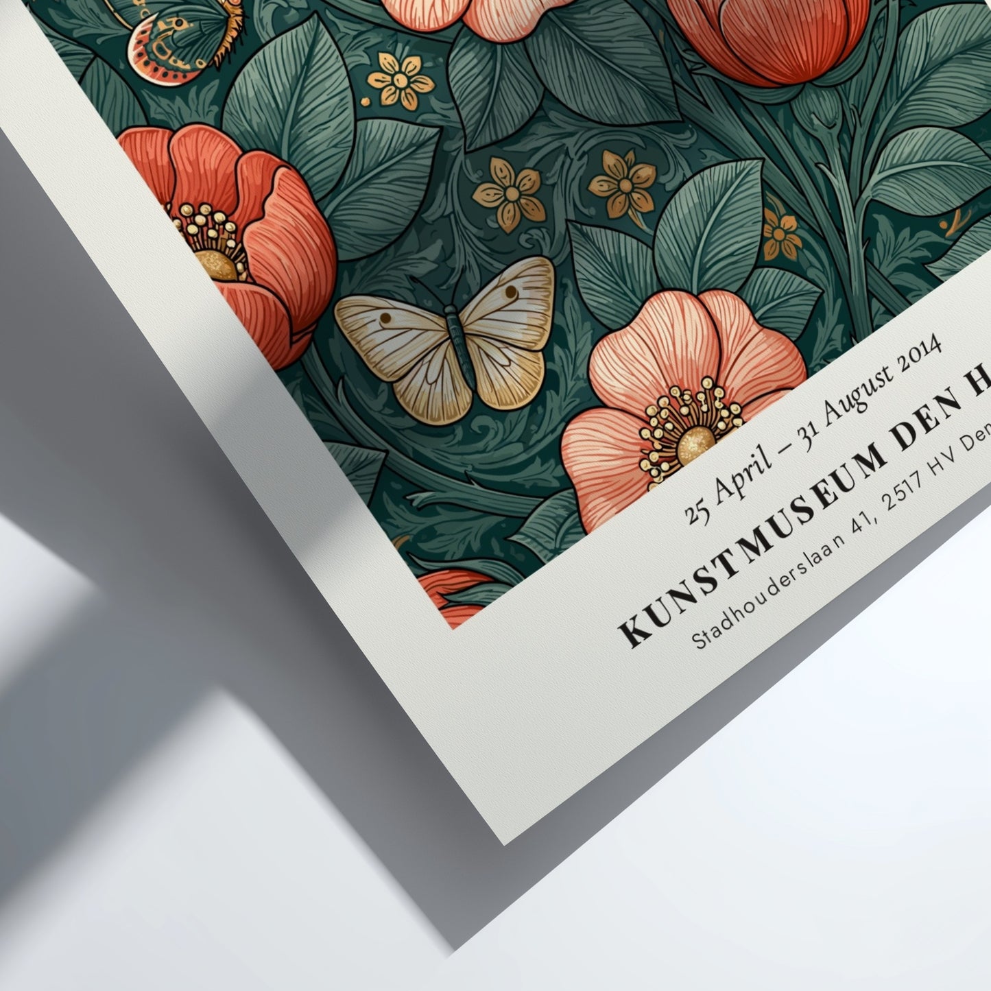 William Morris poster featuring floral design with butterflies in rich colors