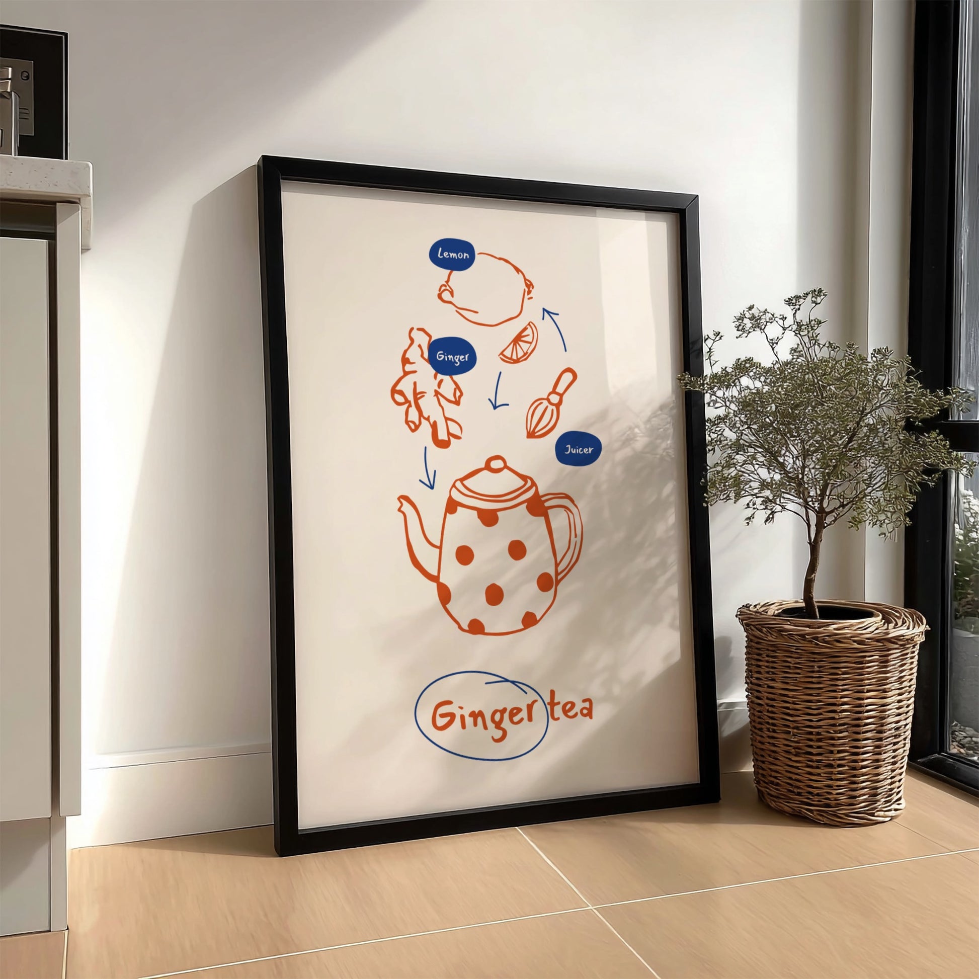 Ginger Tea Poster - Warm & Spicy Herbal Drink Wall Art Print