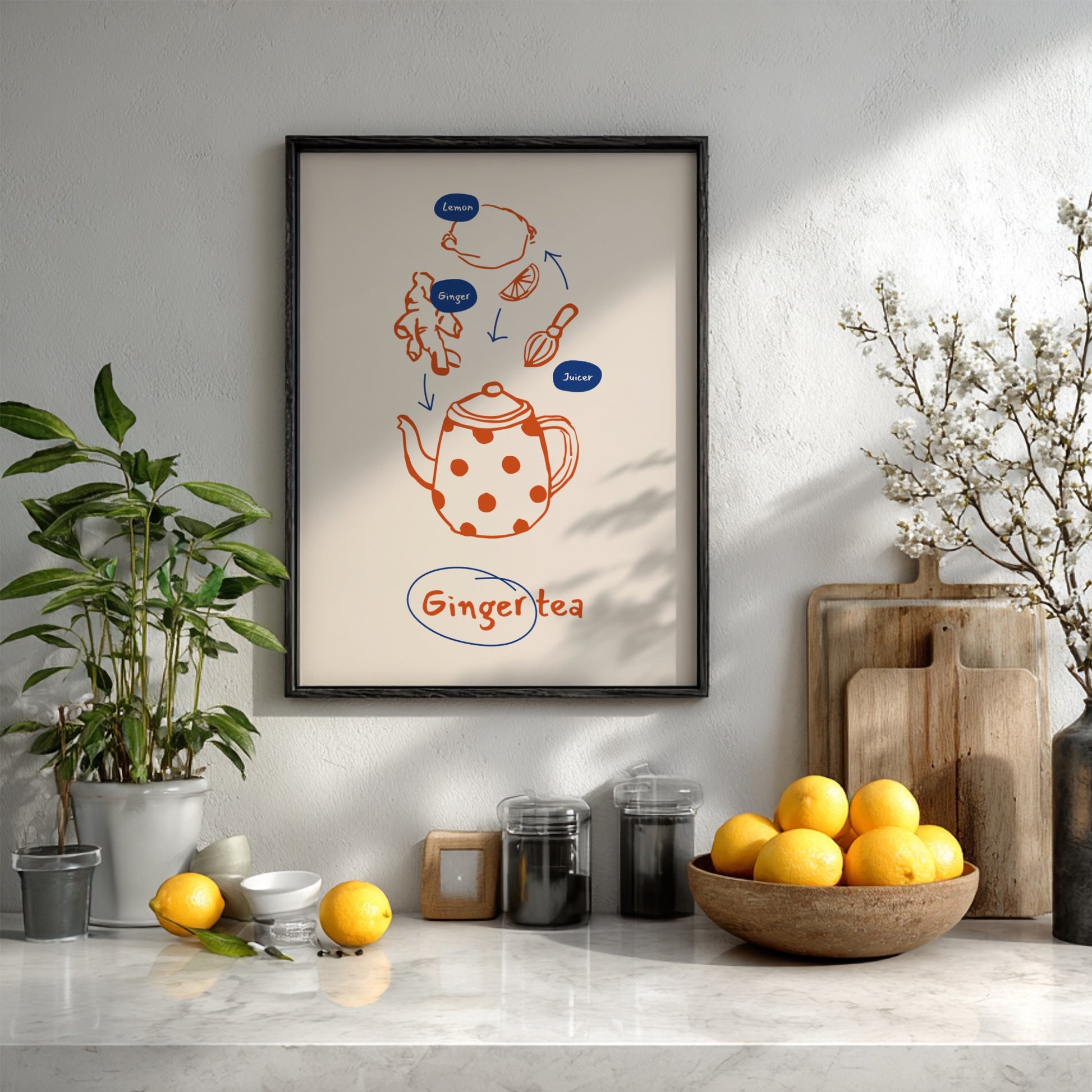 Ginger Tea Poster - Warm & Spicy Herbal Drink Wall Art Print