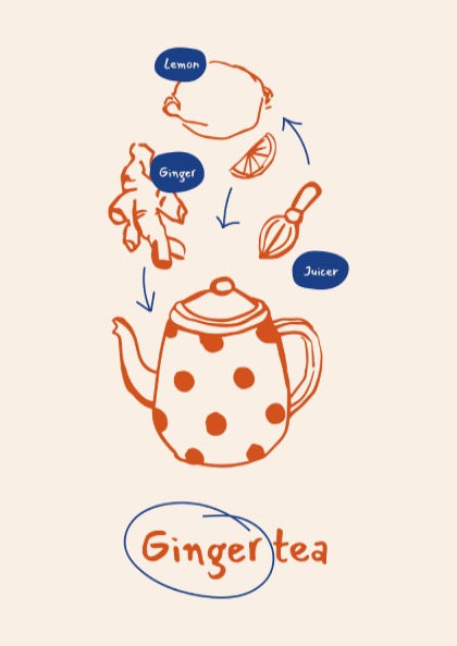 Ginger Tea Poster - Warm & Spicy Herbal Drink Wall Art Print