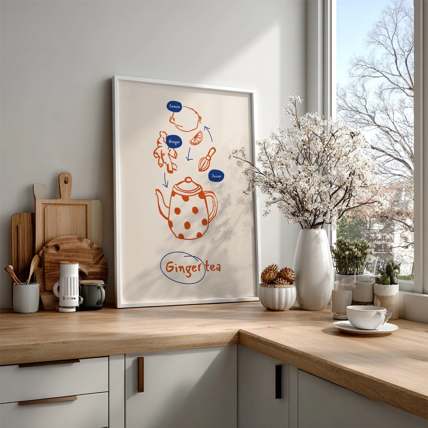 Ginger Tea Poster - Warm & Spicy Herbal Drink Wall Art Print