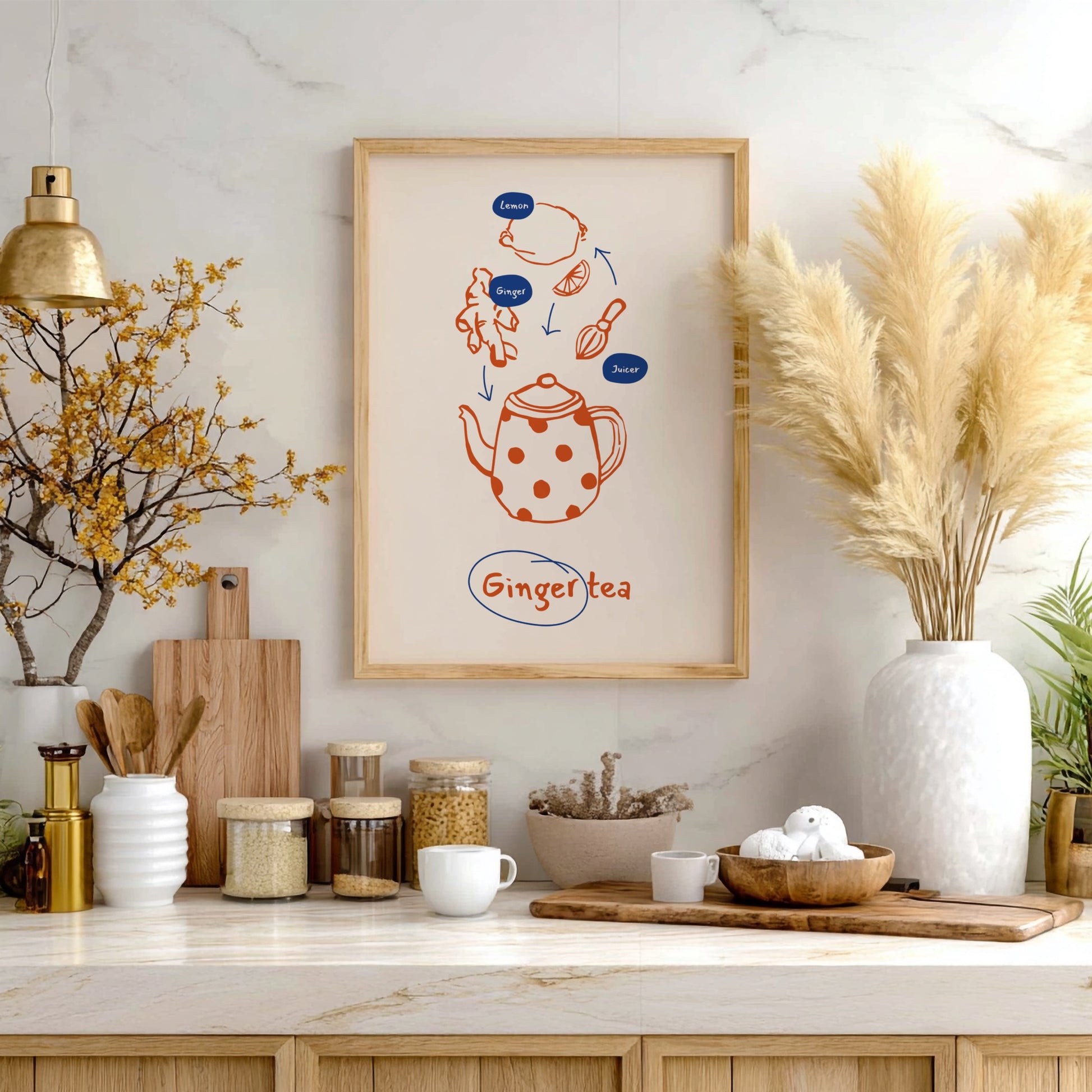Ginger Tea Poster - Warm & Spicy Herbal Drink Wall Art Print