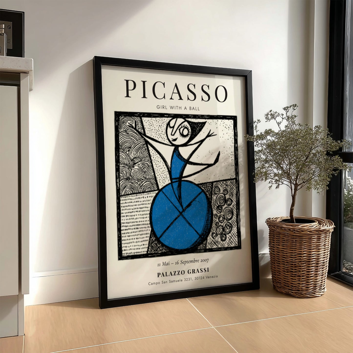 Girl with a Ball poster inspired by Picasso featuring bold colors and playful design