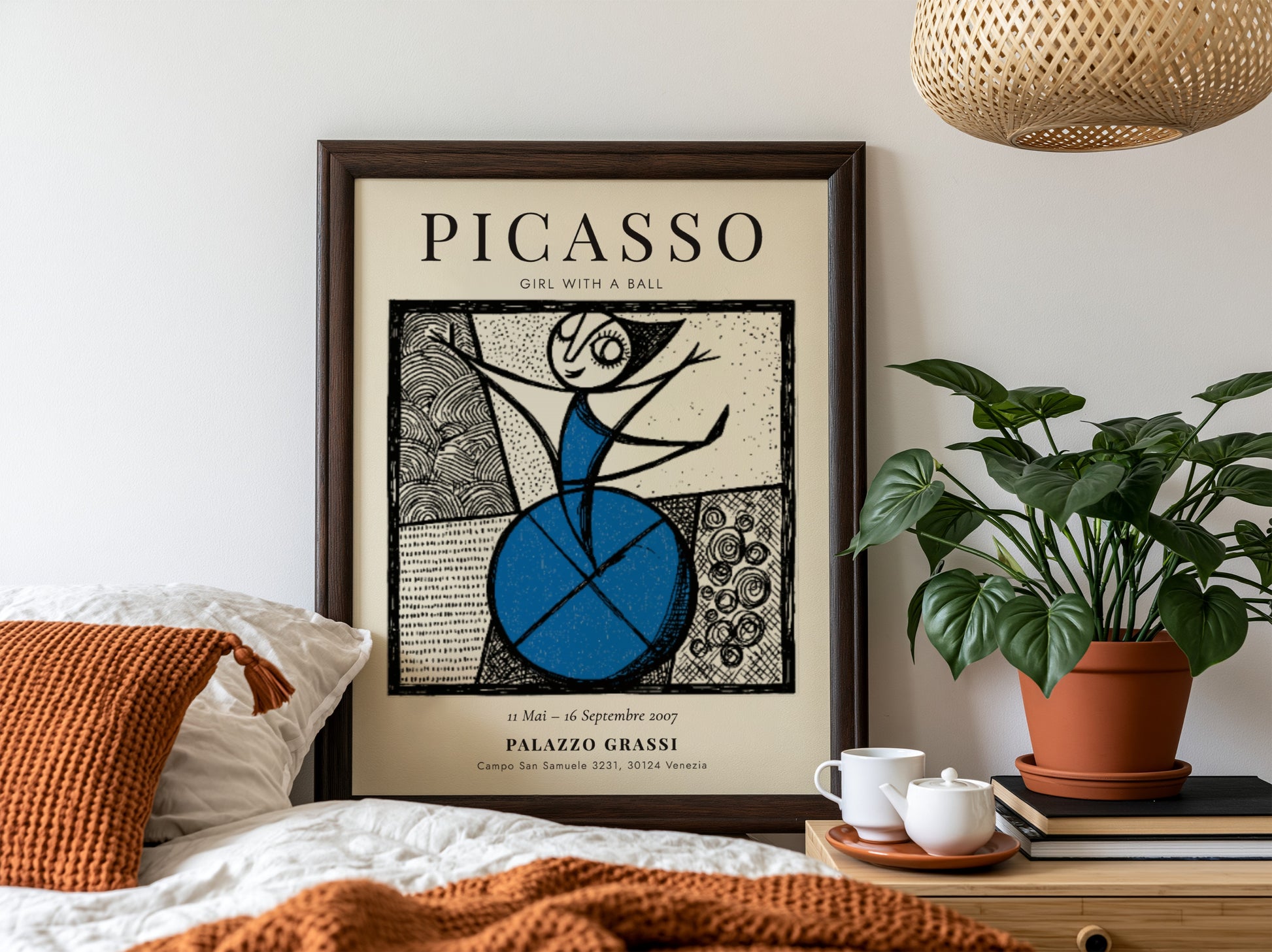 Girl with a Ball poster inspired by Picasso featuring bold colors and playful design