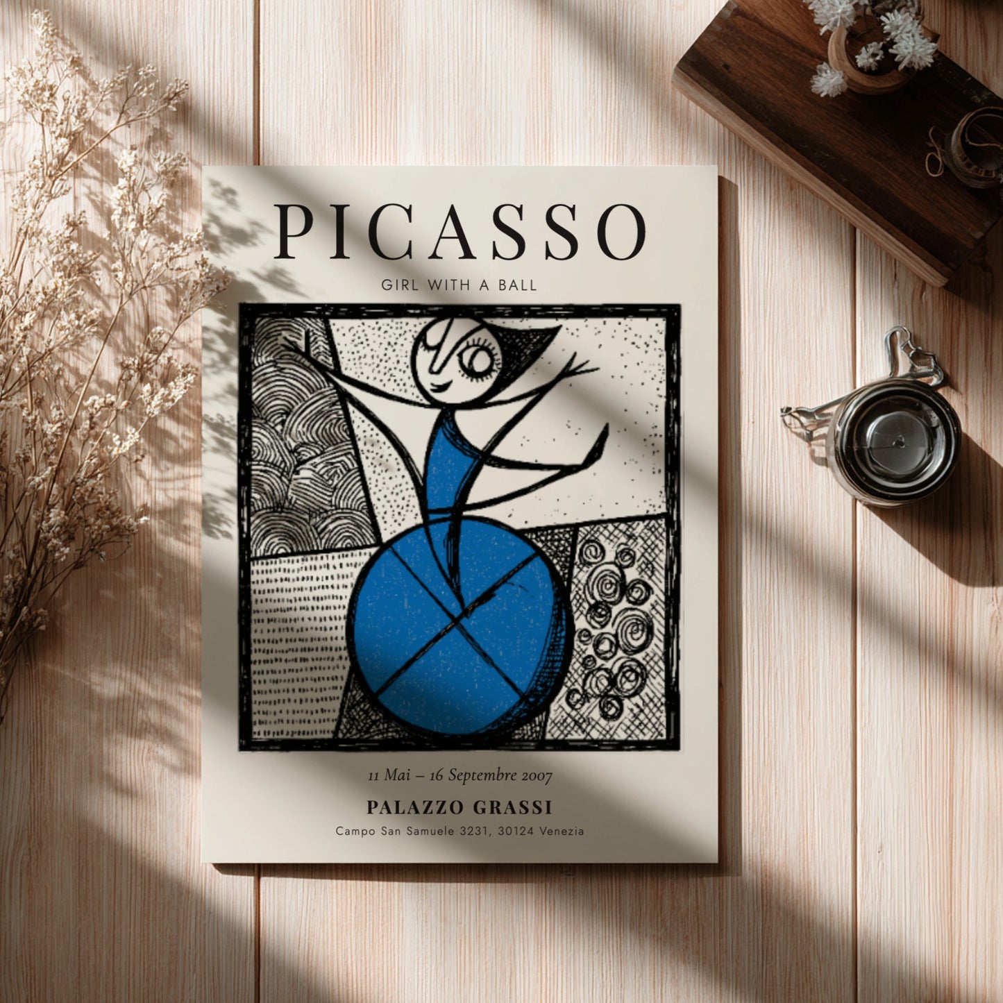 Girl with a Ball poster inspired by Picasso featuring bold colors and playful design