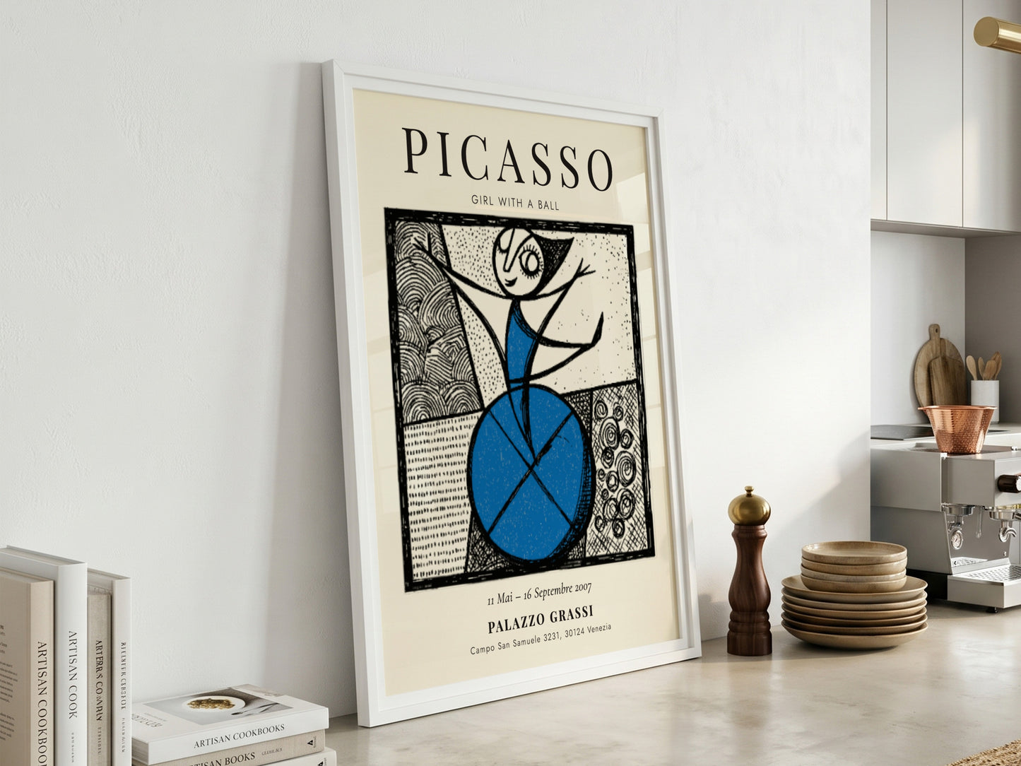 Girl with a Ball poster inspired by Picasso featuring bold colors and playful design