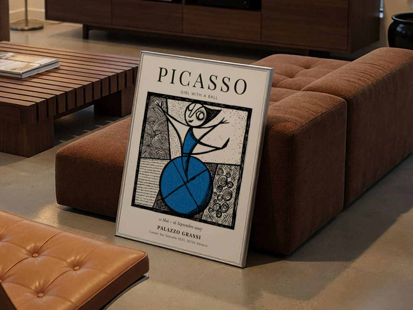 Girl with a Ball poster inspired by Picasso featuring bold colors and playful design
