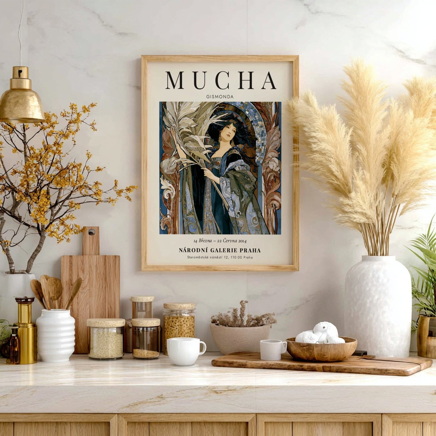 Gismonda poster featuring Alphonse Mucha's elegant art style with rich colors and intricate details