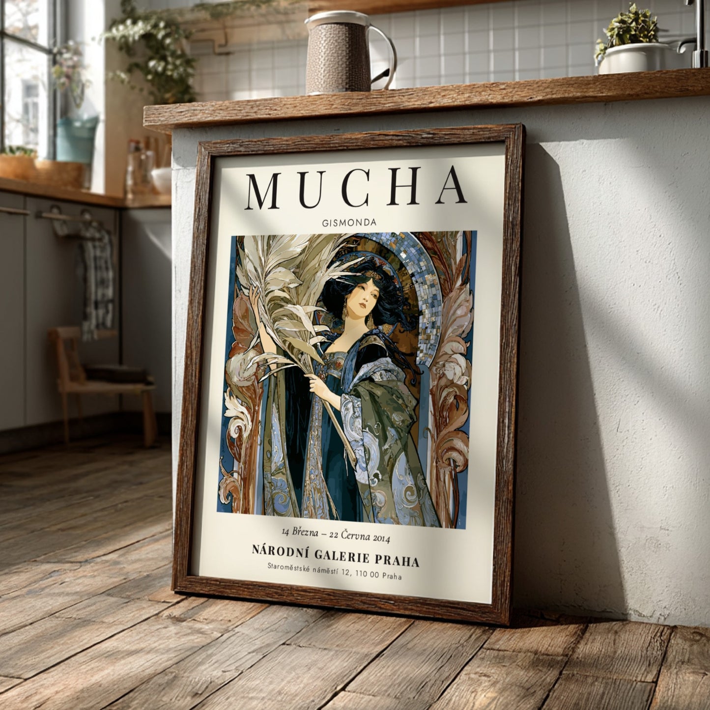 Gismonda poster featuring Alphonse Mucha's elegant art style with rich colors and intricate details