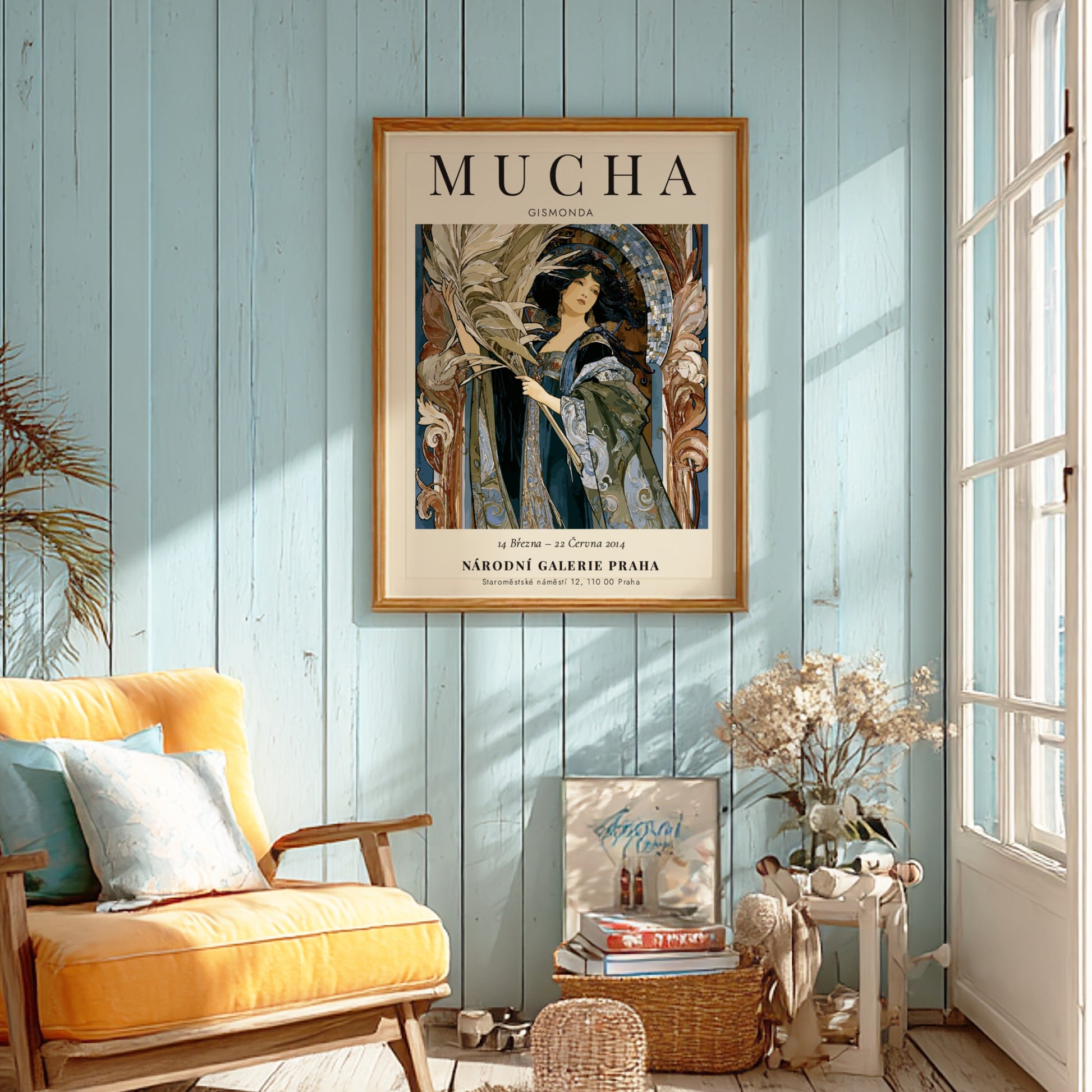 Gismonda poster featuring Alphonse Mucha's elegant art style with rich colors and intricate details