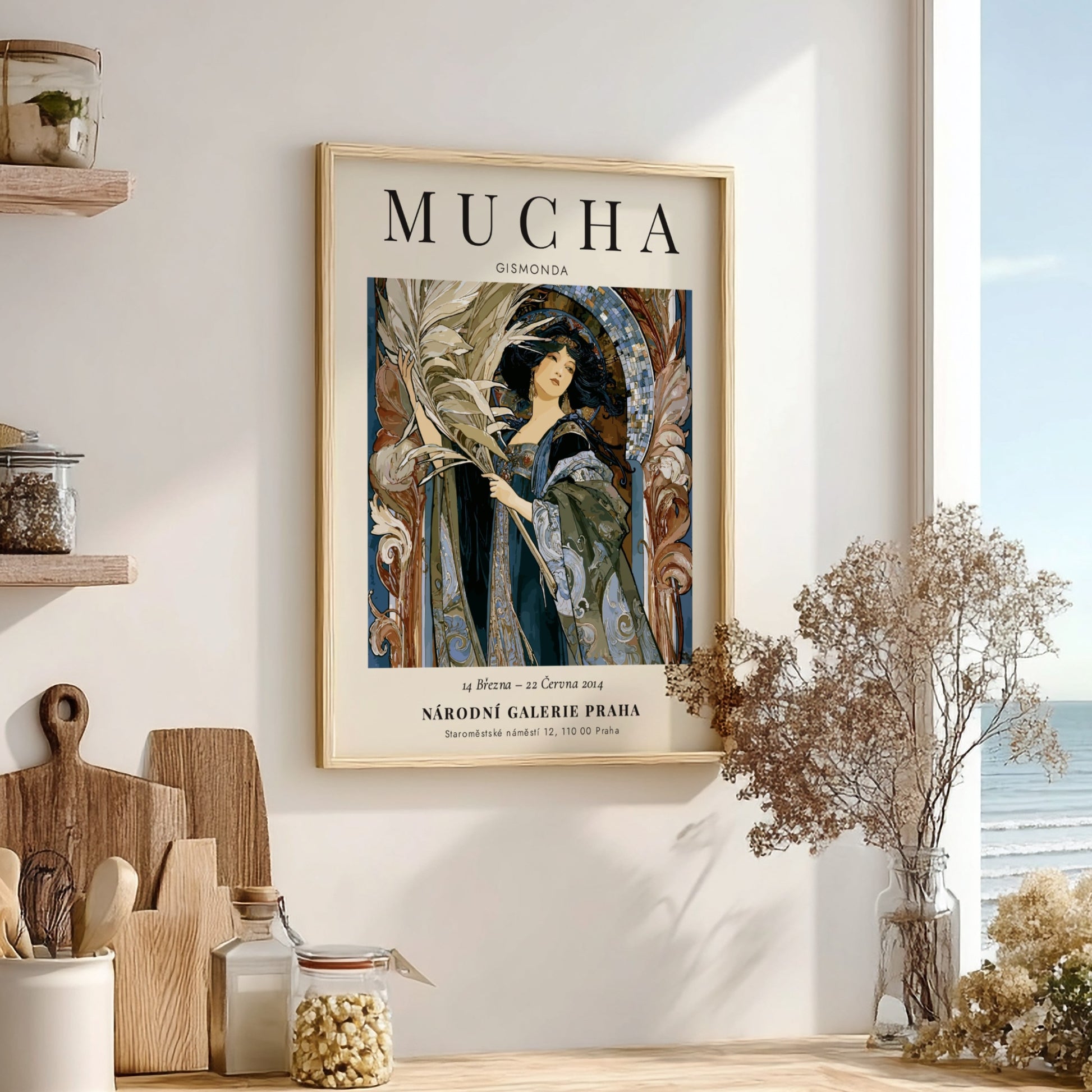 Gismonda poster featuring Alphonse Mucha's elegant art style with rich colors and intricate details