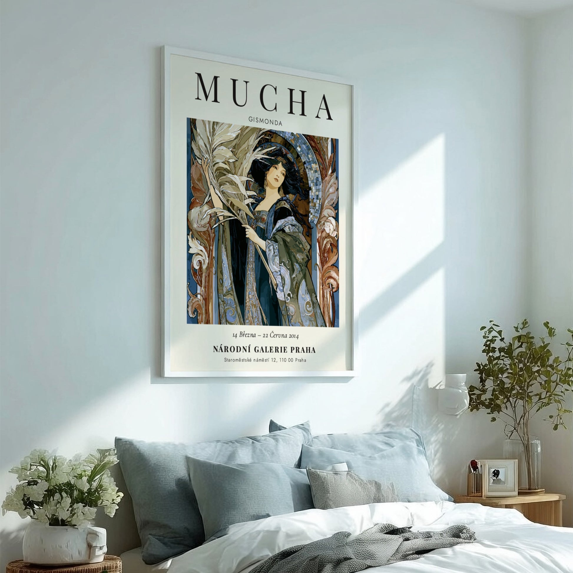 Gismonda poster featuring Alphonse Mucha's elegant art style with rich colors and intricate details