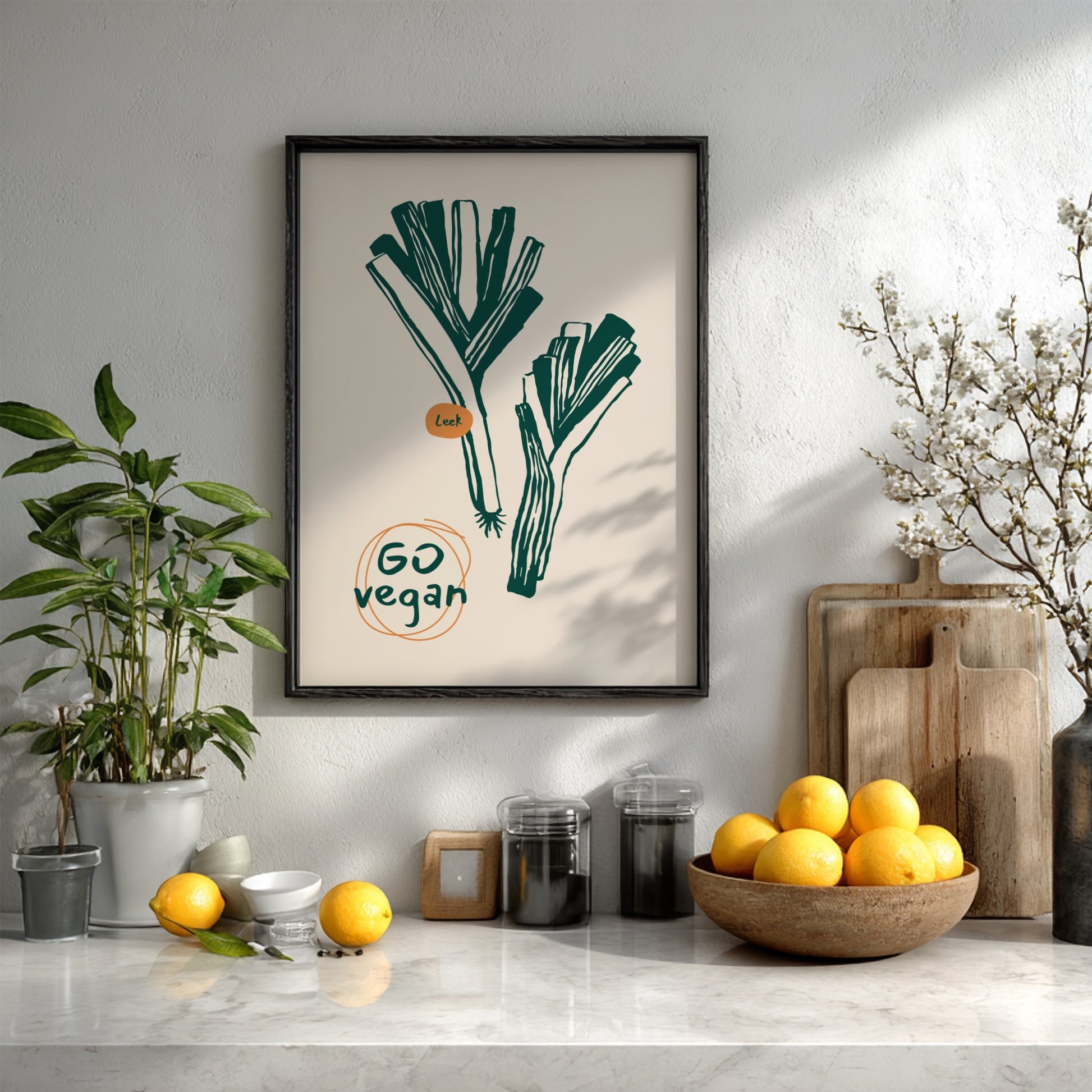 Go Vegan Poster - Bold Plant-Based Motivation Wall Art Print