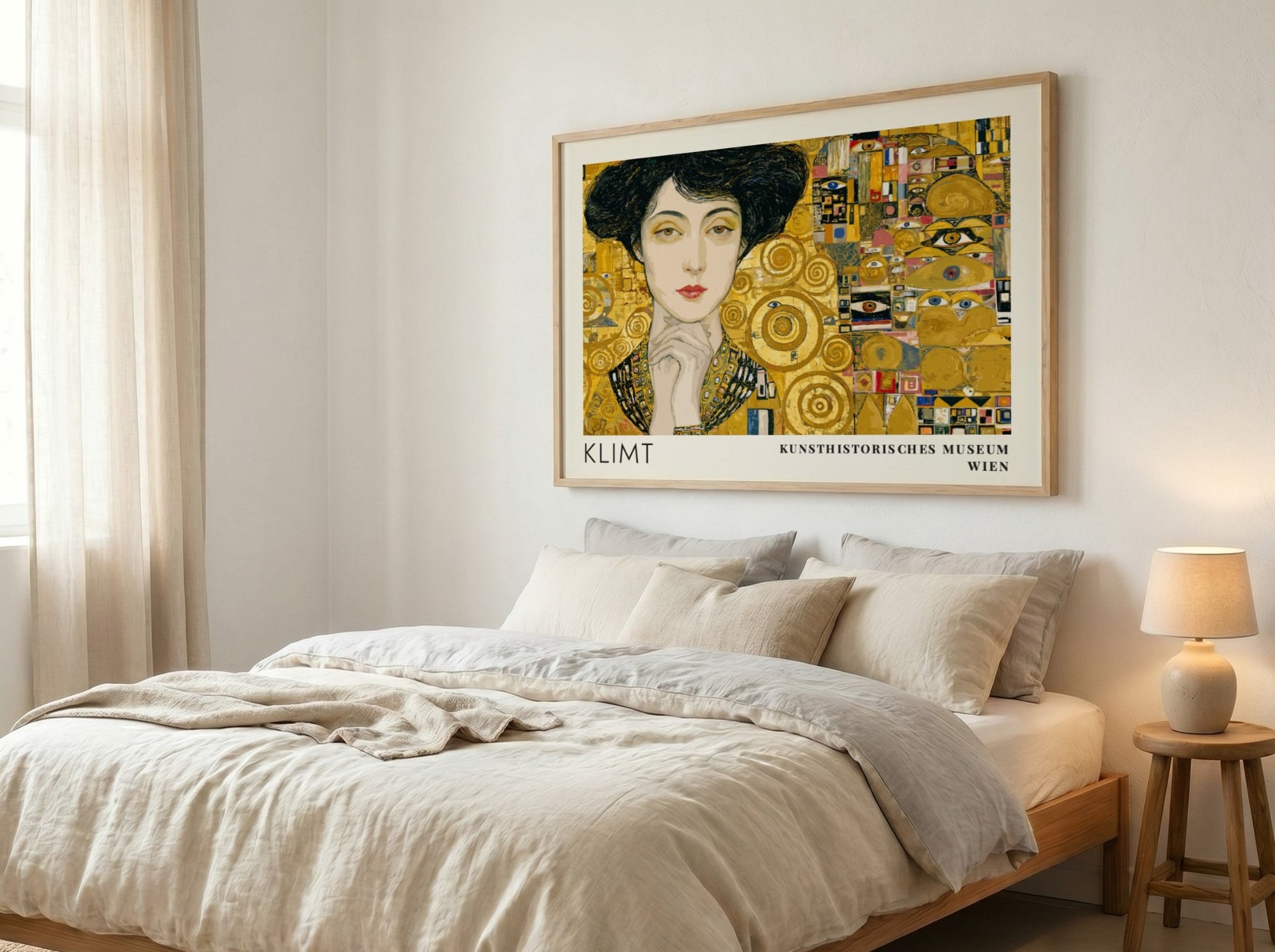 Gold und Seele poster featuring Klimt inspired design with gold tones and intricate patterns