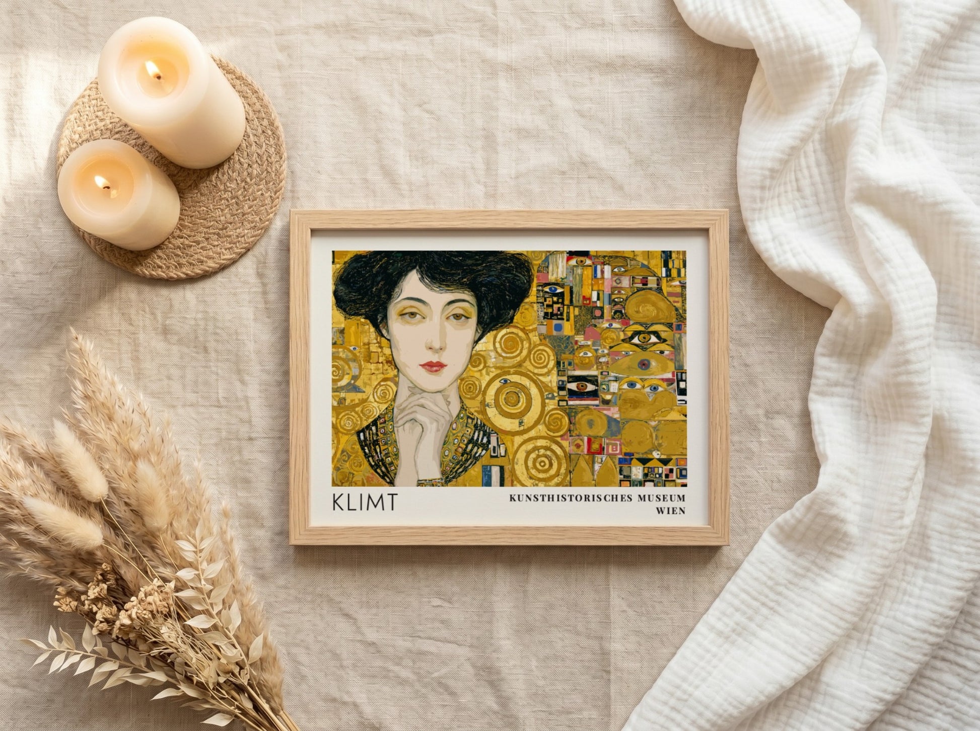 Gold und Seele poster featuring Klimt inspired design with gold tones and intricate patterns