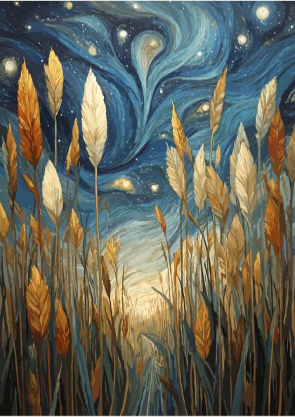 Golden Field - Sun-Drenched Tall Grass and Open Sky Wall Art