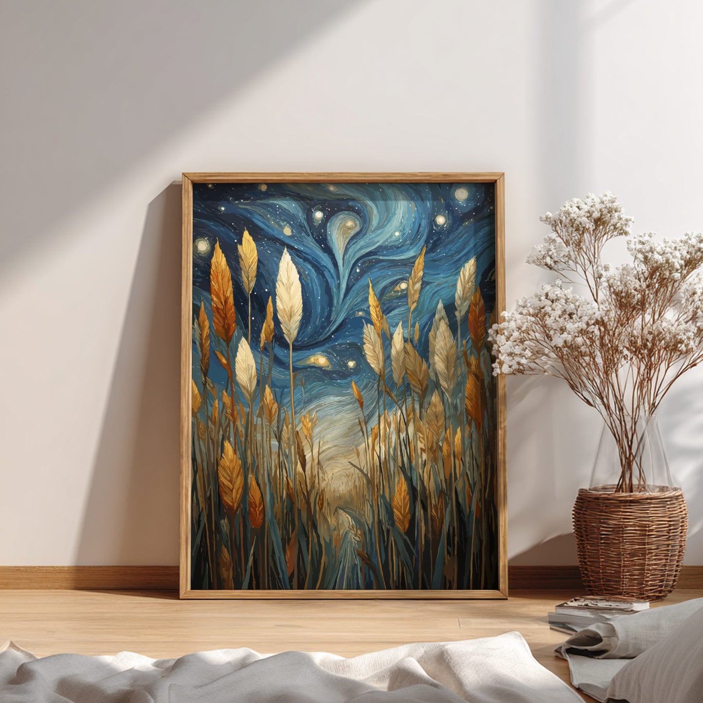 Golden Field - Sun-Drenched Tall Grass and Open Sky Wall Art