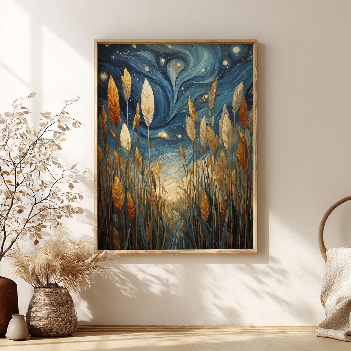 Golden Field - Sun-Drenched Tall Grass and Open Sky Wall Art