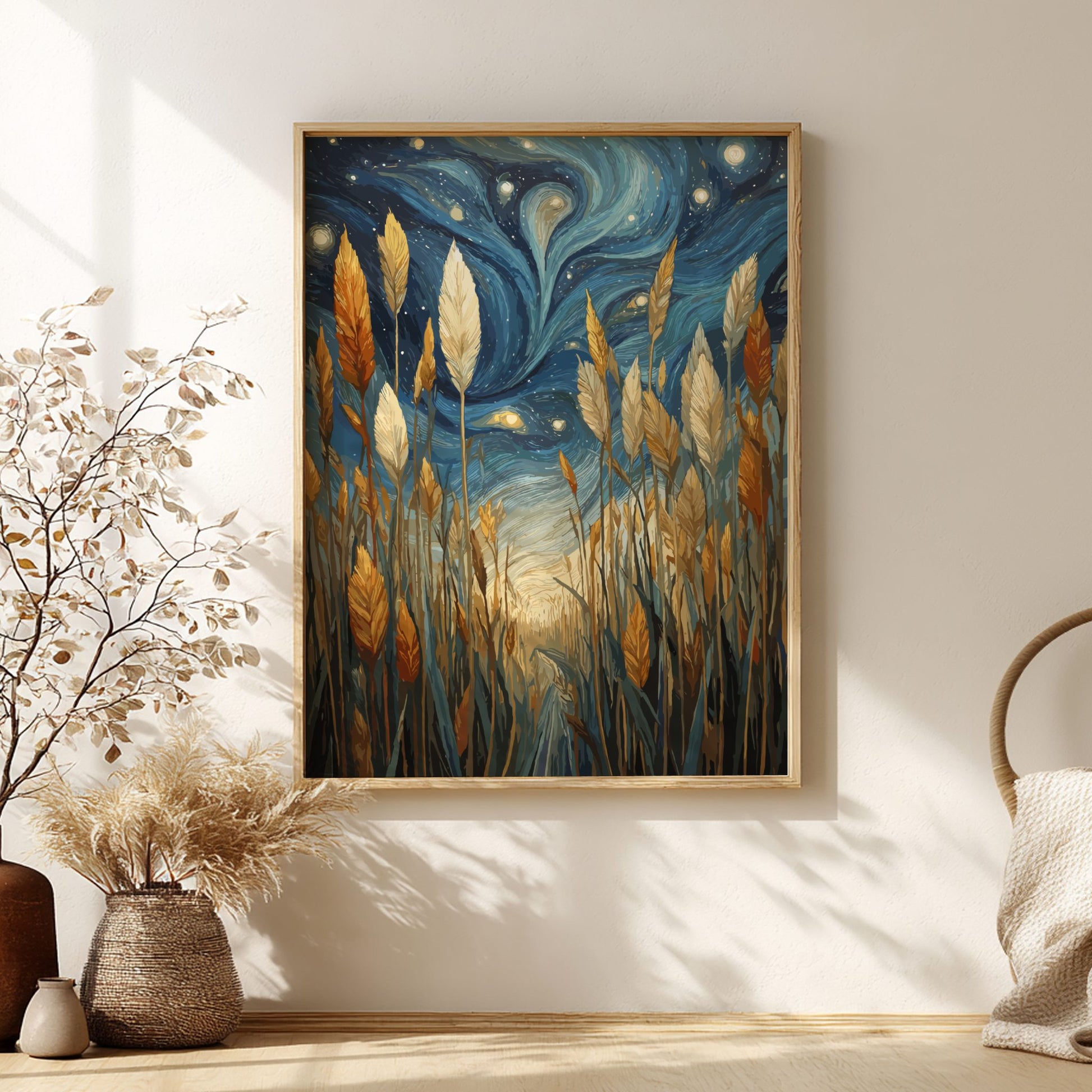 Golden Field - Sun-Drenched Tall Grass and Open Sky Wall Art