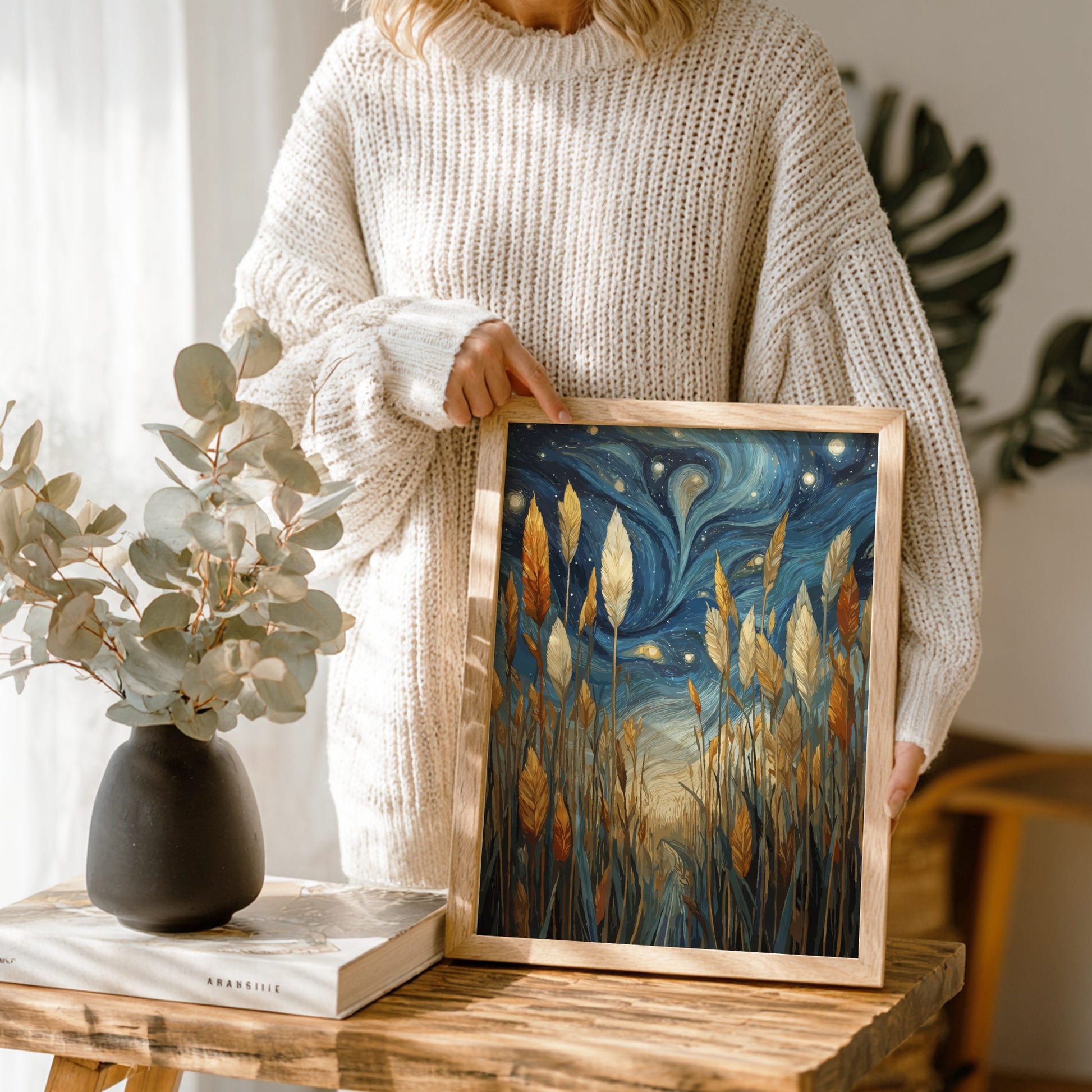Golden Field - Sun-Drenched Tall Grass and Open Sky Wall Art