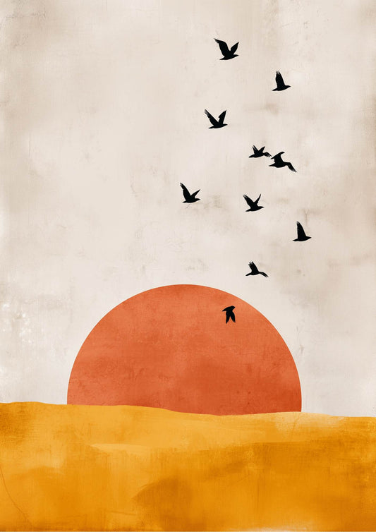 Golden Hour Glow Wall Art – Minimalist Nature Poster