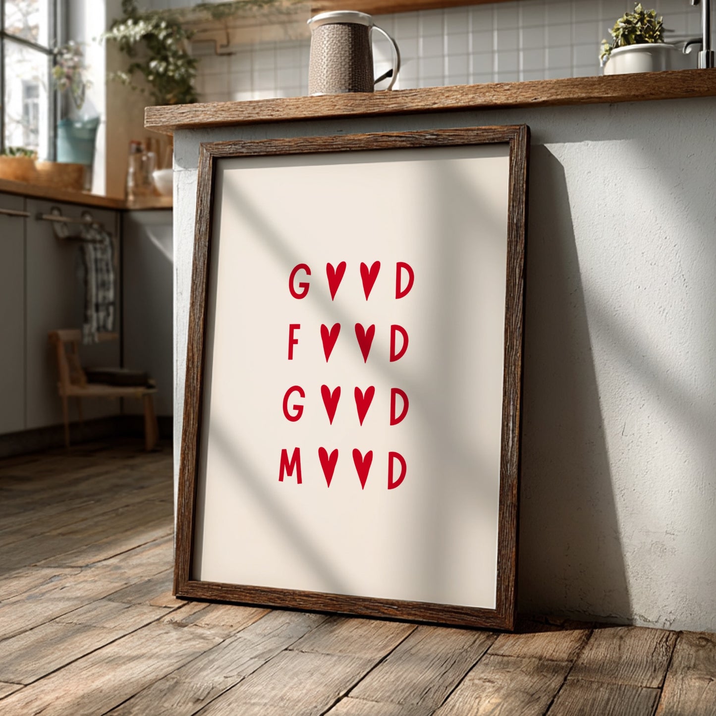 Good Food Good Mood Poster - Happy Kitchen & Foodie Wall Art Print