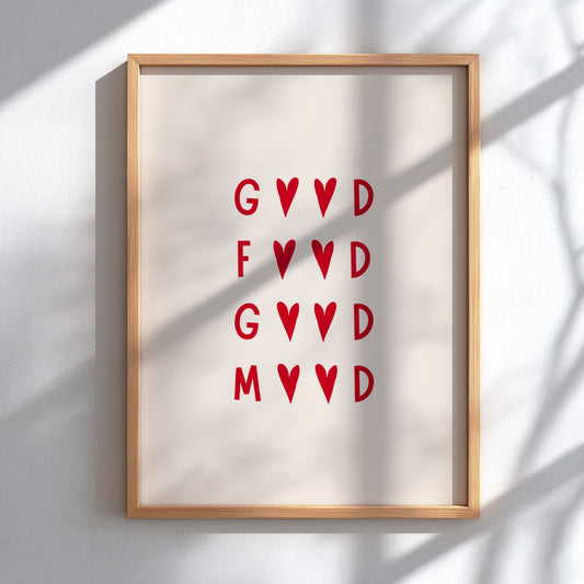 Good Food Good Mood Poster - Happy Kitchen & Foodie Wall Art Print