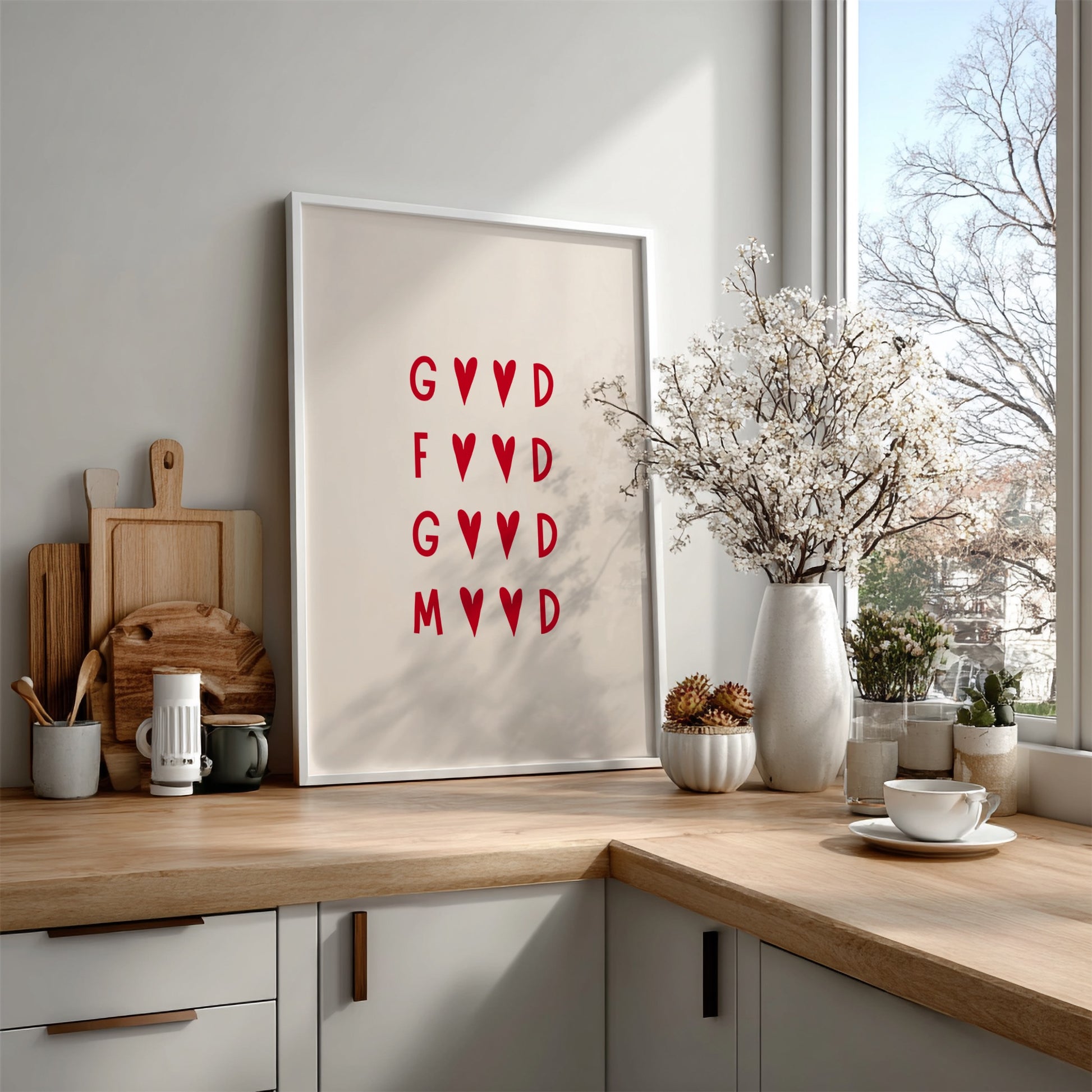 Good Food Good Mood Poster - Happy Kitchen & Foodie Wall Art Print