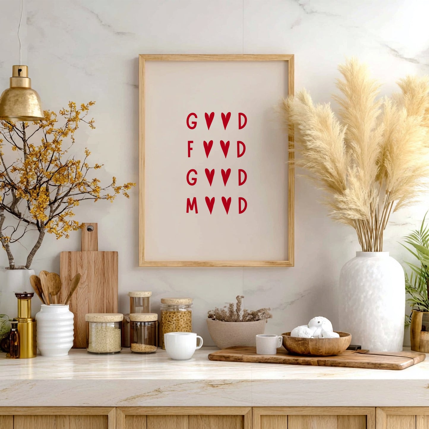 Good Food Good Mood Poster - Happy Kitchen & Foodie Wall Art Print