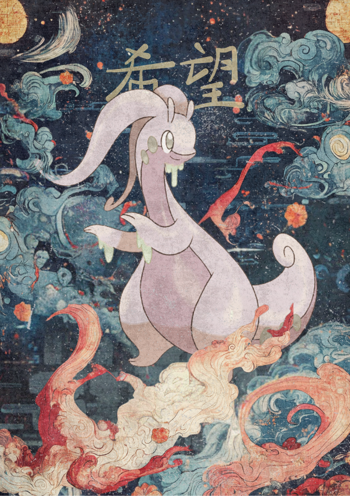 Goodra Poster: Japanese Style Legendary Pokemon Inspired Anime Artwork, Pokemon TCG Goodra